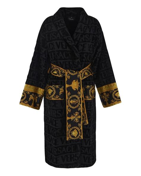 versace baroque bathrobe black|versace hooded robe.